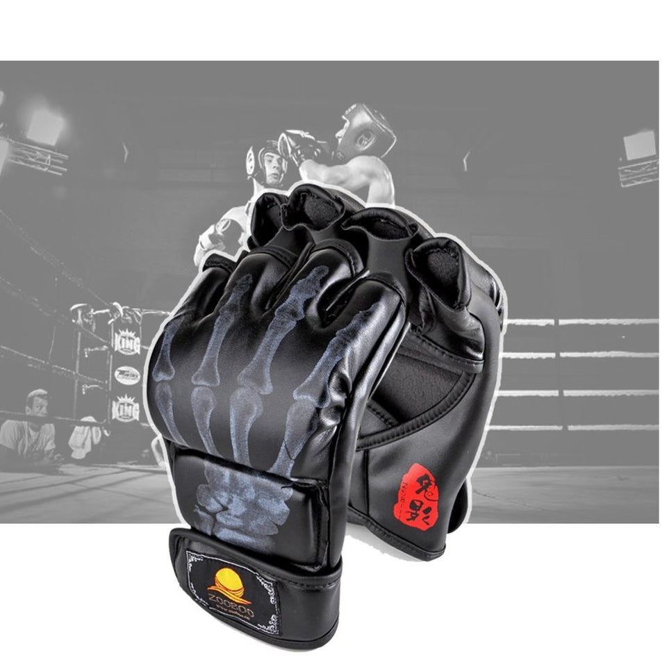 Granvela® Guantes De Boxeo, ZOOBOO Guantes De Combate MMA Entrenamiento De Boxeo Mitad de los Mitones, Muay Thai, Sparring