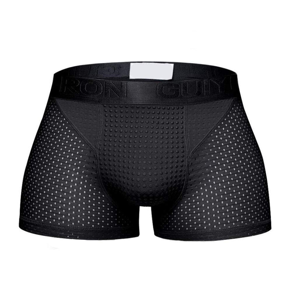 Guotail Calzoncillos de Seda de turmalina Transpirable para Hombres Ropa Interior Sexy Terapia magnética Boxeador,Black,XXL